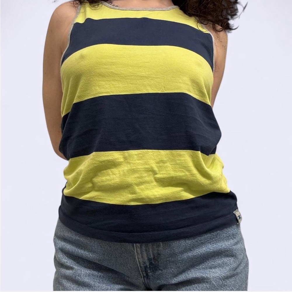 Modern Aeropostale Striped Tank Top - Navy & Yellow XS